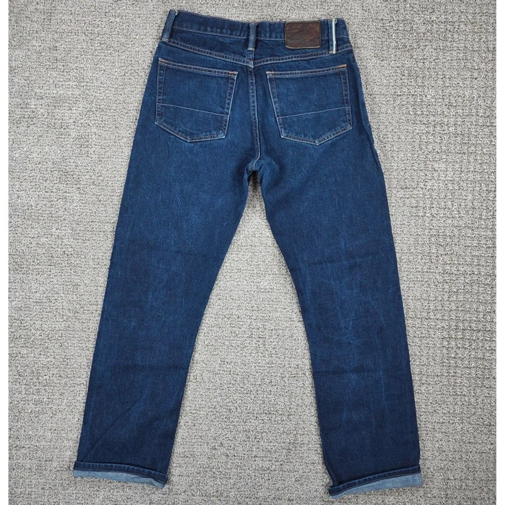 Gustin Mens Cone Mills Selvedge Denim Jeans Dark Indigo Blue 12.5oz Button Fly - Picture 3 of 15
